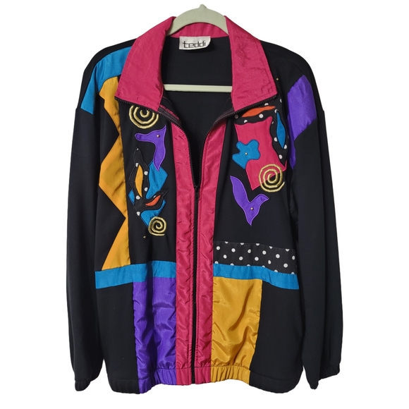 Teddi Jackets & Blazers - Teddi Vintage Multicolor Women's Zip Up Jacket Size XL